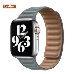 NEW[BAND] Gray Leather Magnetic For Apple Watch